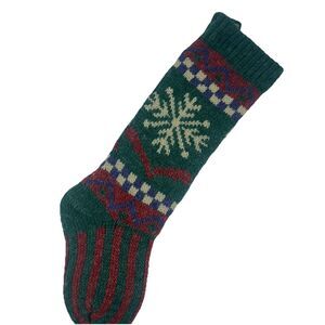 Russ Berrie Christmas Stocking Snowflake Knit Wool Looking Holiday Vintage